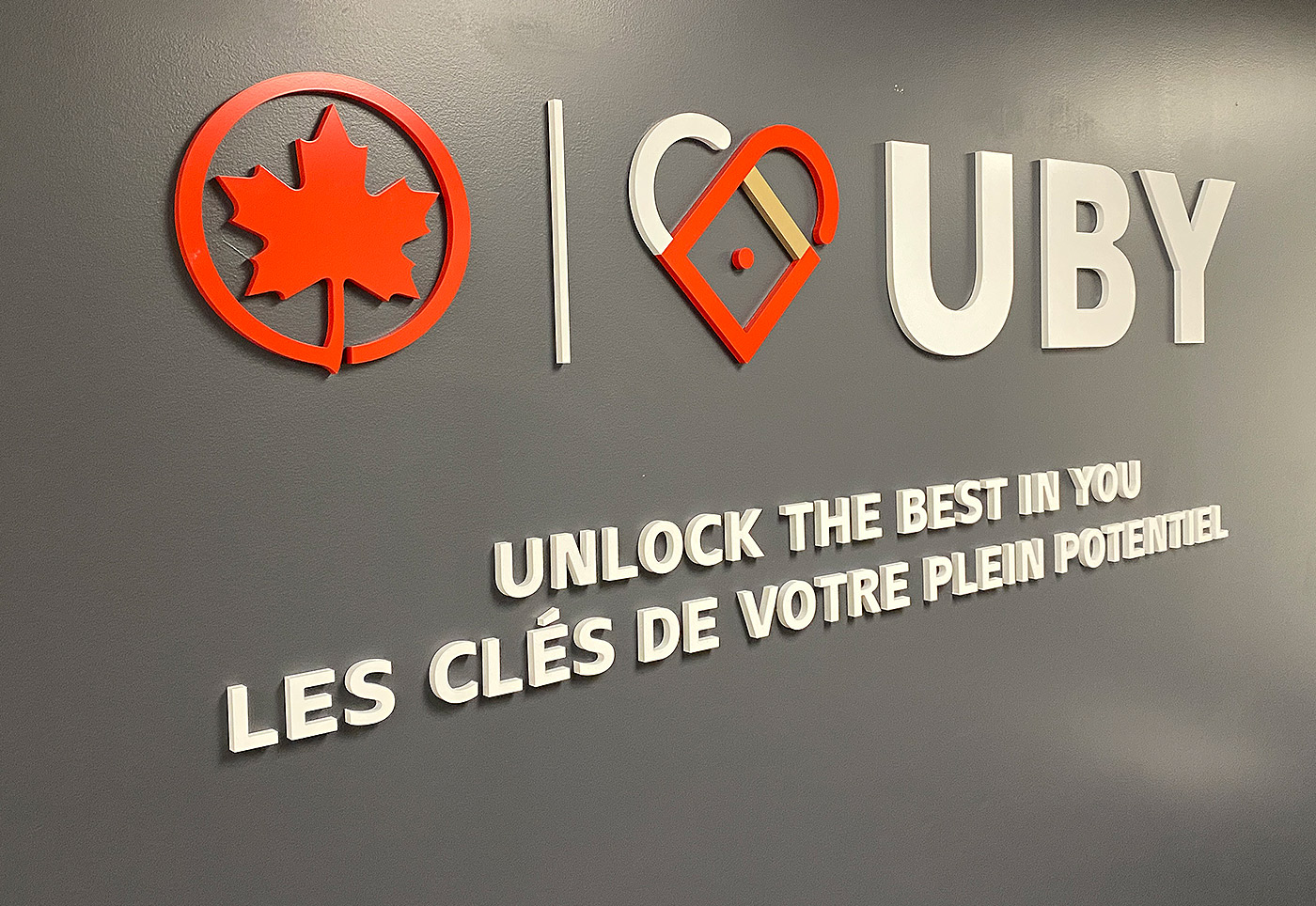 Installation of signage for Air Canada