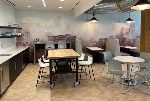 Kitchen wall vinyl mural installation